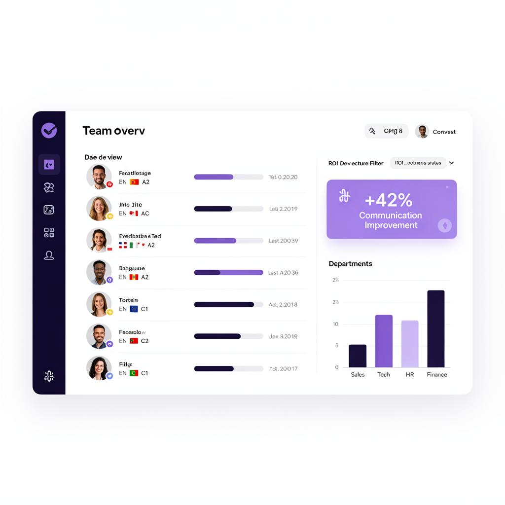 Painel de gestão de equipe com métricas por departamento